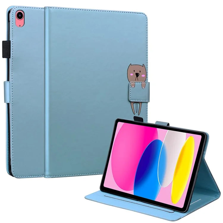 For iPad 10.9 (2022) Leather Case Animal Pattern Card Holder Stand Tablet Cover