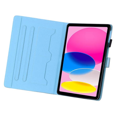For iPad 10.9 (2022) Leather Case Animal Pattern Card Holder Stand Tablet Cover