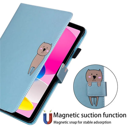 For iPad 10.9 (2022) Leather Case Animal Pattern Card Holder Stand Tablet Cover
