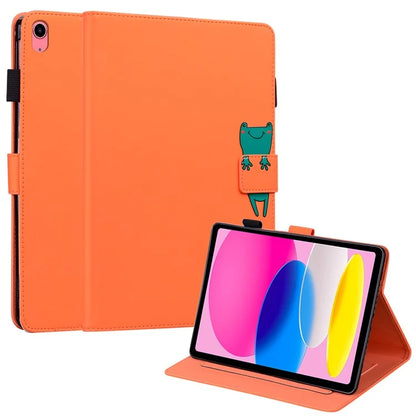 For iPad 10.9 (2022) Leather Case Animal Pattern Card Holder Stand Tablet Cover