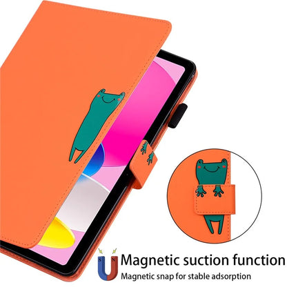For iPad 10.9 (2022) Leather Case Animal Pattern Card Holder Stand Tablet Cover