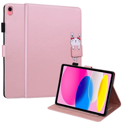 For iPad 10.9 (2022) Leather Case Animal Pattern Card Holder Stand Tablet Cover