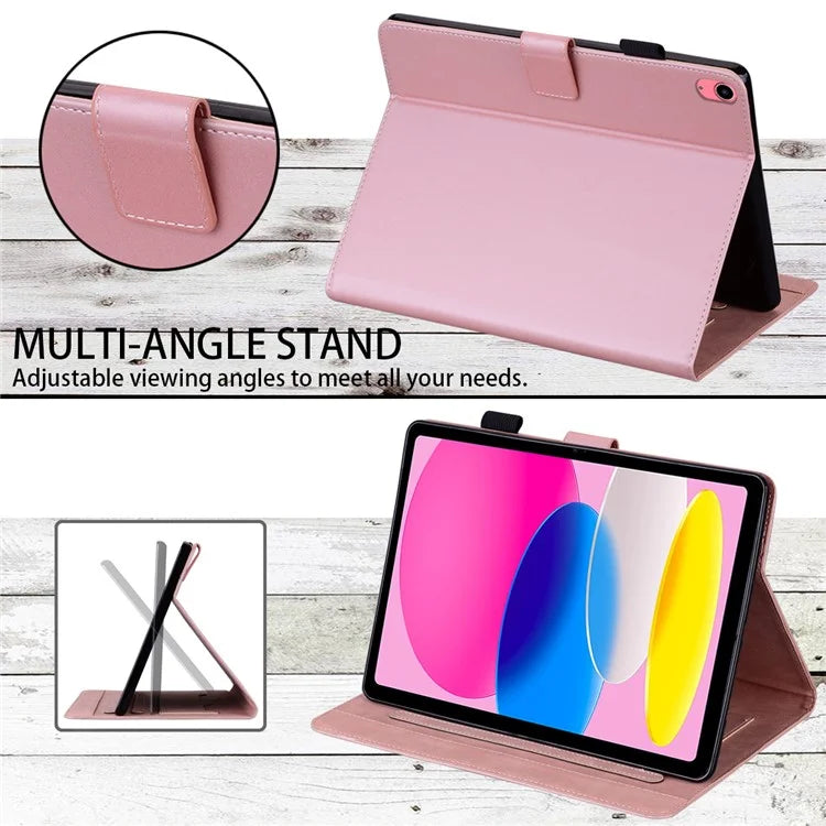 For iPad 10.9 (2022) Leather Case Animal Pattern Card Holder Stand Tablet Cover
