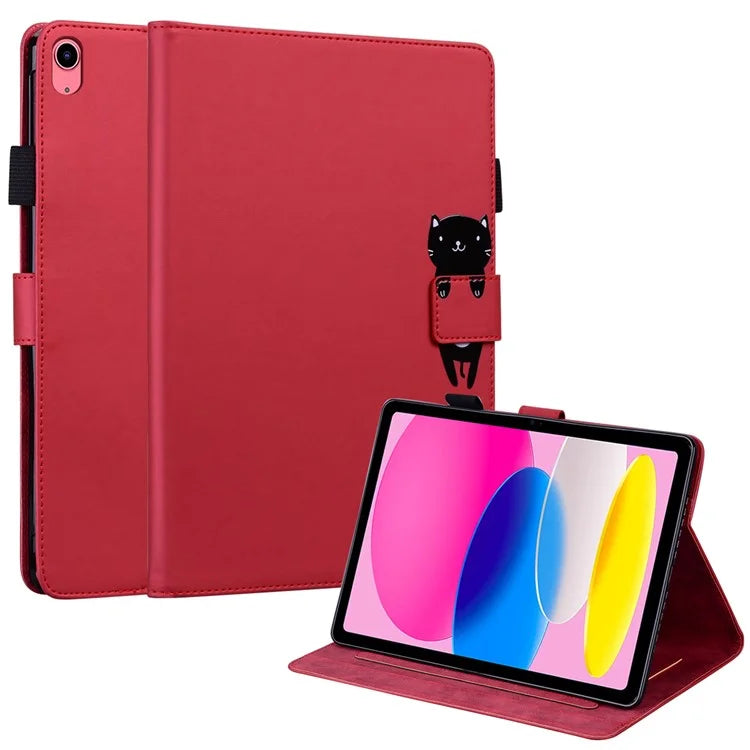 For iPad 10.9 (2022) Leather Case Animal Pattern Card Holder Stand Tablet Cover