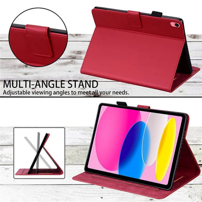 For iPad 10.9 (2022) Leather Case Animal Pattern Card Holder Stand Tablet Cover