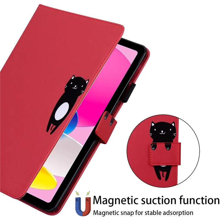For iPad 10.9 (2022) Leather Case Animal Pattern Card Holder Stand Tablet Cover