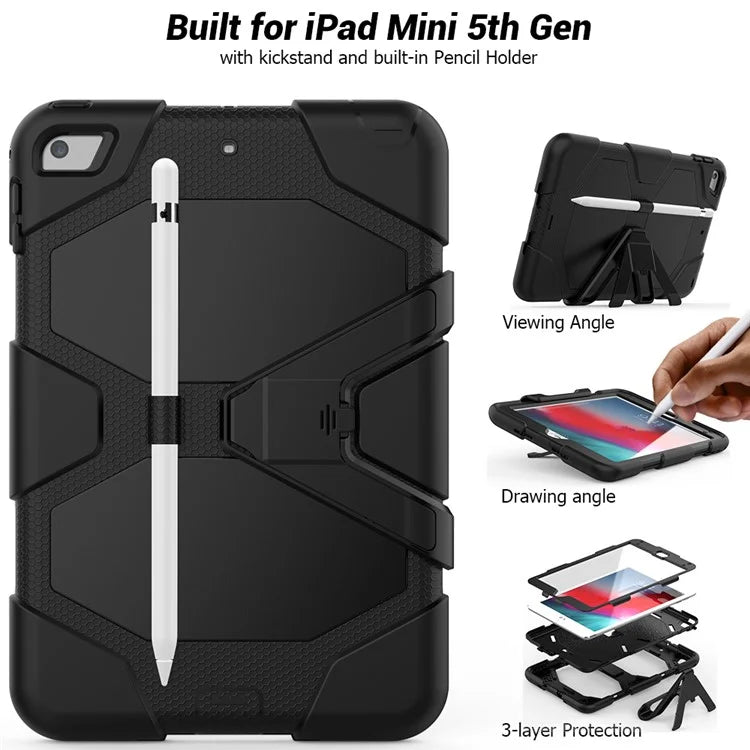 For iPad mini 4 / mini (2019) 7.9 inch Kickstand Case Tablet Case with PET Screen Protector
