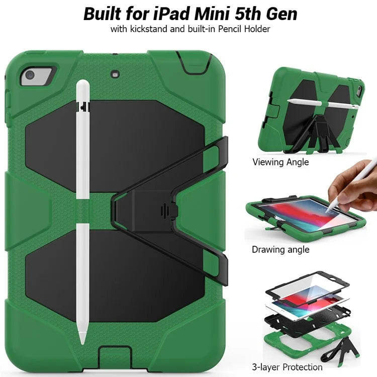 For iPad mini 4 / mini (2019) 7.9 inch Kickstand Case Tablet Case with PET Screen Protector