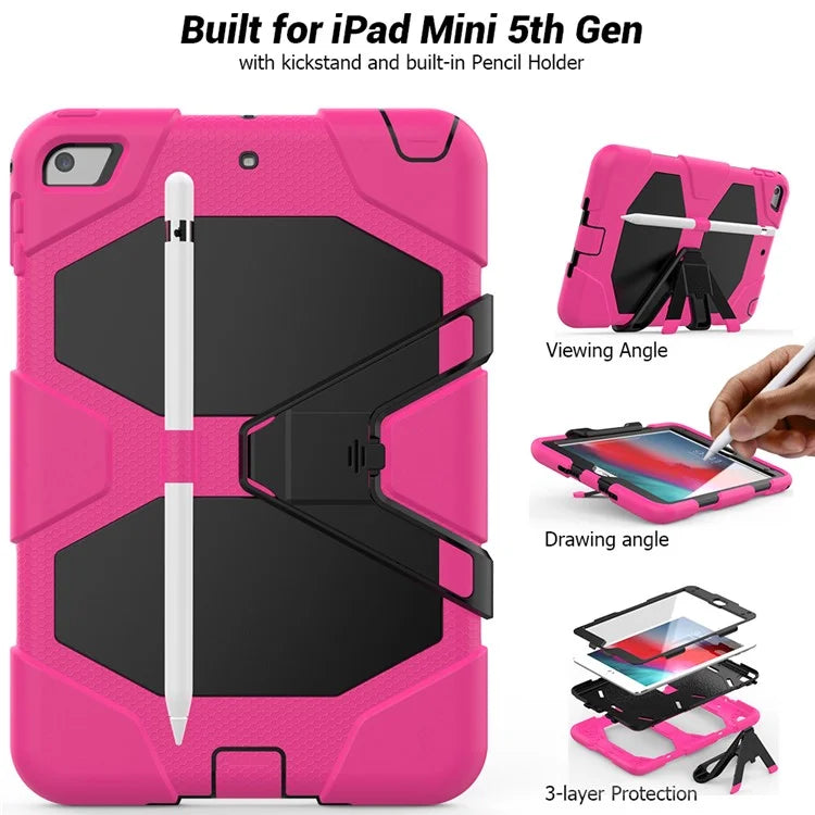 For iPad mini 4 / mini (2019) 7.9 inch Kickstand Case Tablet Case with PET Screen Protector