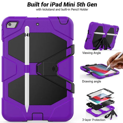 For iPad mini 4 / mini (2019) 7.9 inch Kickstand Case Tablet Case with PET Screen Protector