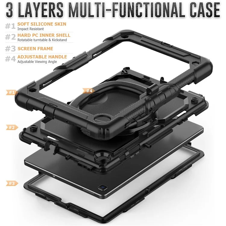 For Samsung Galaxy Tab S6 Lite (2024) / S6 Lite (2022) / S6 Lite (2020) P610 P615 P613 P619 Case Tablet Kickstand Cover with Shoulder Strap