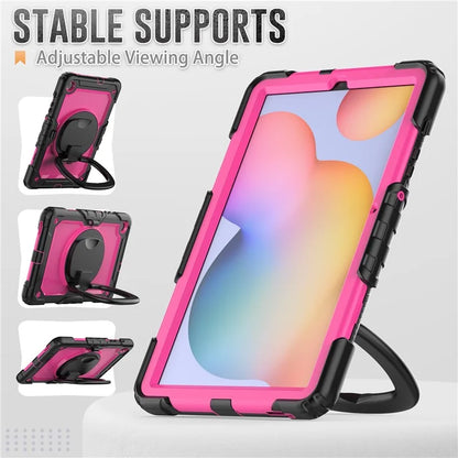 For Samsung Galaxy Tab S6 Lite (2024) / S6 Lite (2022) / S6 Lite (2020) P610 P615 P613 P619 Case Tablet Kickstand Cover+Rose PC