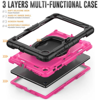 For Samsung Galaxy Tab S6 Lite (2024) / S6 Lite (2022) / S6 Lite (2020) P610 P615 P613 P619 Case Tablet Kickstand Cover+Rose PC
