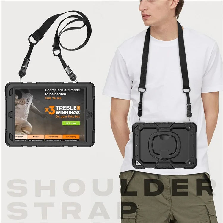 For iPad Pro 10.5-inch (2017) / Air 10.5 inch (2019) Case Handle Grip Kickstand Tablet Cover with Shoulder Strap