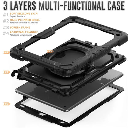 For iPad Pro 10.5-inch (2017) / Air 10.5 inch (2019) Case Handle Grip Kickstand Tablet Cover with Shoulder Strap