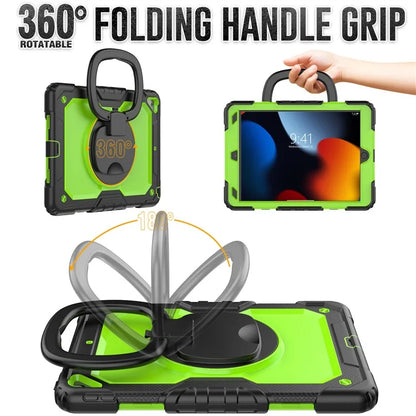 For iPad Pro 10.5-inch (2017) / Air 10.5 inch (2019) Case Handle Grip Kickstand Tablet Cover with Shoulder Strap+Yellowgreen PC