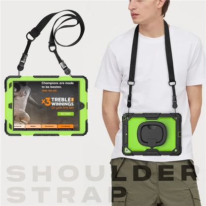 For iPad Pro 10.5-inch (2017) / Air 10.5 inch (2019) Case Handle Grip Kickstand Tablet Cover with Shoulder Strap+Yellowgreen PC