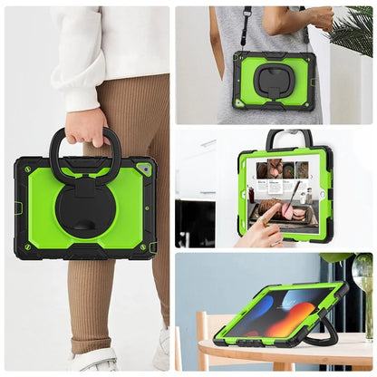 For iPad Pro 10.5-inch (2017) / Air 10.5 inch (2019) Case Handle Grip Kickstand Tablet Cover with Shoulder Strap+Yellowgreen PC