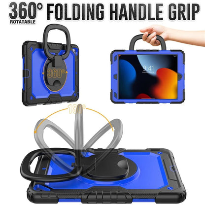 For iPad Pro 10.5-inch (2017) / Air 10.5 inch (2019) Case Handle Grip Kickstand Tablet Cover with Shoulder Strap+Dark Blue PC