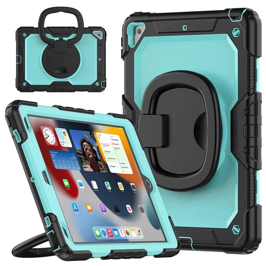 For iPad Pro 10.5-inch (2017) / Air 10.5 inch (2019) Case Handle Grip Kickstand Tablet Cover with Shoulder Strap+Baby Blue PC