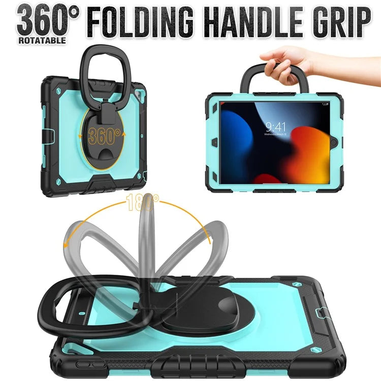 For iPad Pro 10.5-inch (2017) / Air 10.5 inch (2019) Case Handle Grip Kickstand Tablet Cover with Shoulder Strap+Baby Blue PC