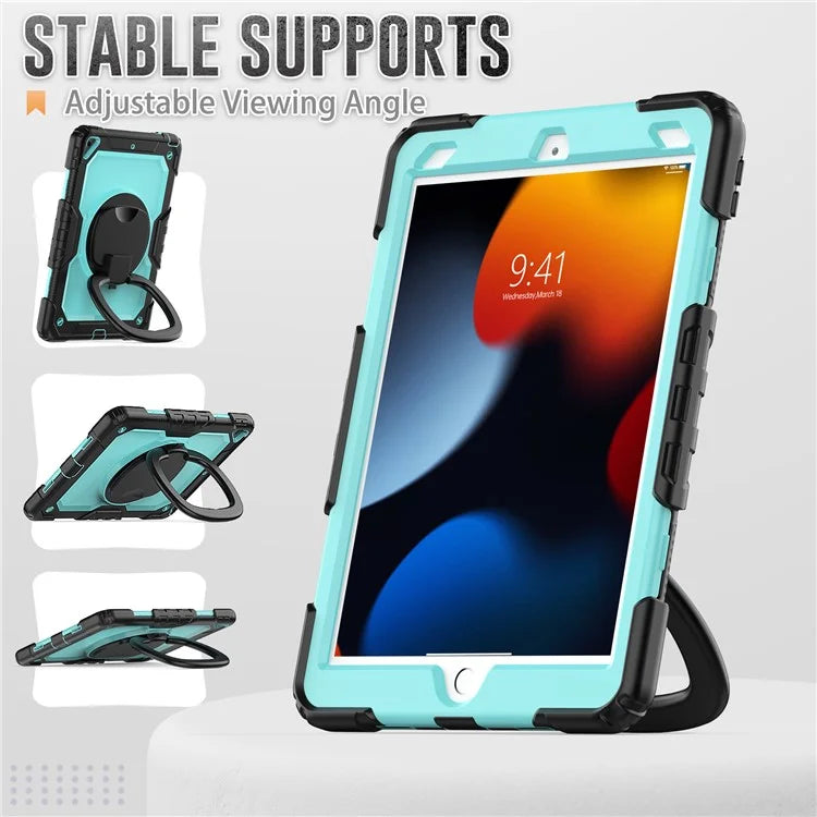 For iPad Pro 10.5-inch (2017) / Air 10.5 inch (2019) Case Handle Grip Kickstand Tablet Cover with Shoulder Strap+Baby Blue PC