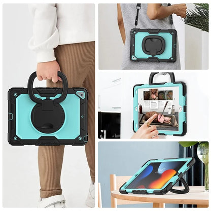 For iPad Pro 10.5-inch (2017) / Air 10.5 inch (2019) Case Handle Grip Kickstand Tablet Cover with Shoulder Strap+Baby Blue PC