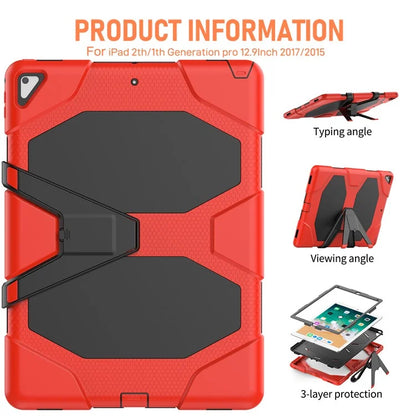 For iPad Pro 12.9 inch (2015) / (2017) Case PC + Silicone Tablet Kickstand Cover with PET Screen Protector