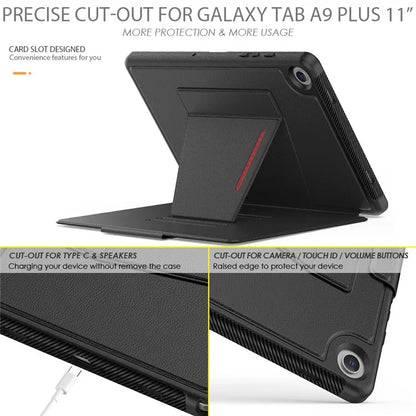 For Samsung Galaxy Tab A9+ SM-X210 / X216 / X218 Kickstand Case Card Slot Tablet Leather Cover