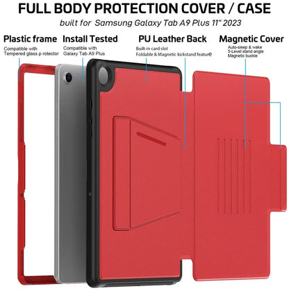 For Samsung Galaxy Tab A9+ SM-X210 / X216 / X218 Kickstand Case Card Slot Tablet Leather Cover