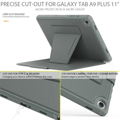 For Samsung Galaxy Tab A9+ SM-X210 / X216 / X218 Kickstand Case Card Slot Tablet Leather Cover