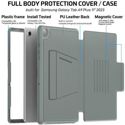 For Samsung Galaxy Tab A9+ SM-X210 / X216 / X218 Kickstand Case Card Slot Tablet Leather Cover