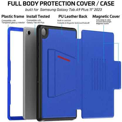 For Samsung Galaxy Tab A9+ SM-X210 / X216 / X218 Kickstand Case Card Slot Tablet Leather Cover