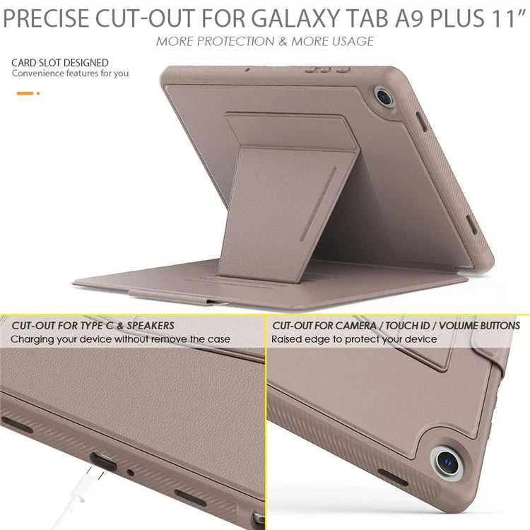 For Samsung Galaxy Tab A9+ SM-X210 / X216 / X218 Kickstand Case Card Slot Tablet Leather Cover