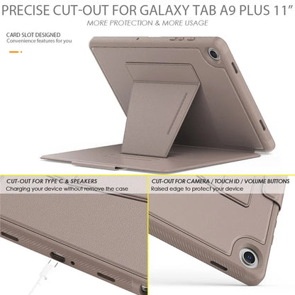For Samsung Galaxy Tab A9+ SM-X210 / X216 / X218 Kickstand Case Card Slot Tablet Leather Cover