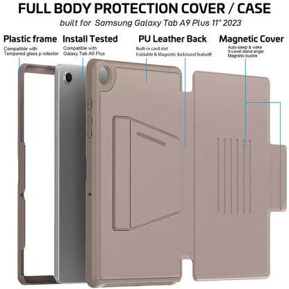 For Samsung Galaxy Tab A9+ SM-X210 / X216 / X218 Kickstand Case Card Slot Tablet Leather Cover
