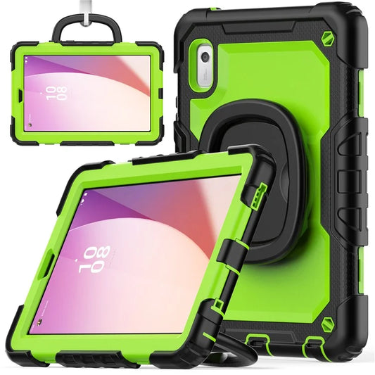 For Lenovo Tab M9 / Lenovo K9 TB310 Kickstand Case PC+Silicone Tablet Cover with Shoulder Strap+Yellowgreen PC