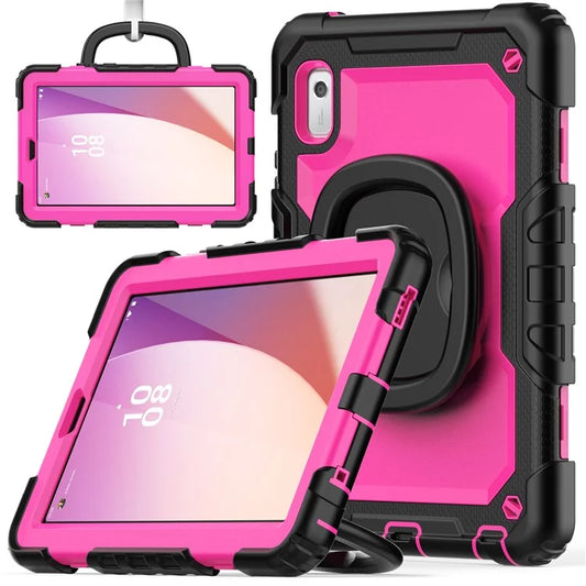 For Lenovo Tab M9 / Lenovo K9 TB310 Kickstand Case PC+Silicone Tablet Cover with Shoulder Strap+Rose PC