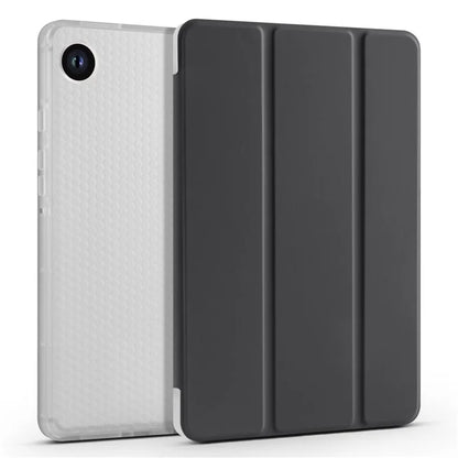 For Samsung Galaxy Tab A9+ Tablet Case Clear Back Tri-fold Leather Cover with Pen Slot