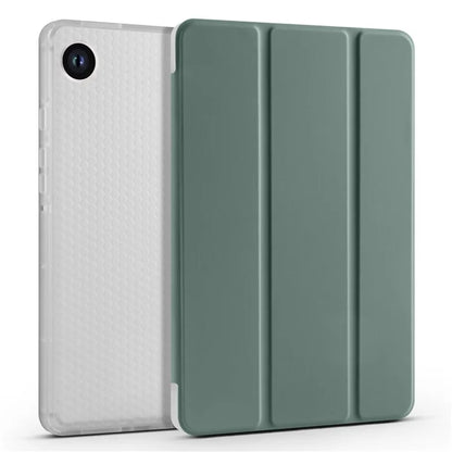 For Samsung Galaxy Tab A9+ Tablet Case Clear Back Tri-fold Leather Cover with Pen Slot