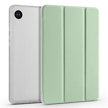 For Samsung Galaxy Tab A9+ Tablet Case Clear Back Tri-fold Leather Cover with Pen Slot