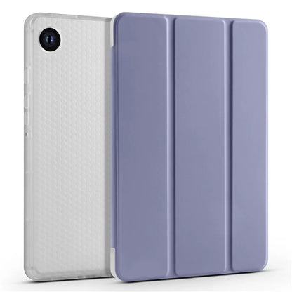 For Samsung Galaxy Tab A9+ Tablet Case Clear Back Tri-fold Leather Cover with Pen Slot