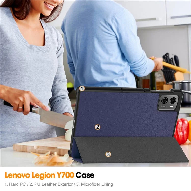 For Lenovo Legion Y700 (2023) Tri-fold Stand Leather Case Tablet Cover