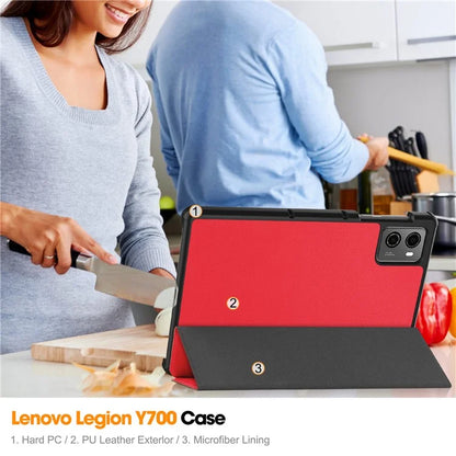 For Lenovo Legion Y700 (2023) Tri-fold Stand Leather Case Tablet Cover