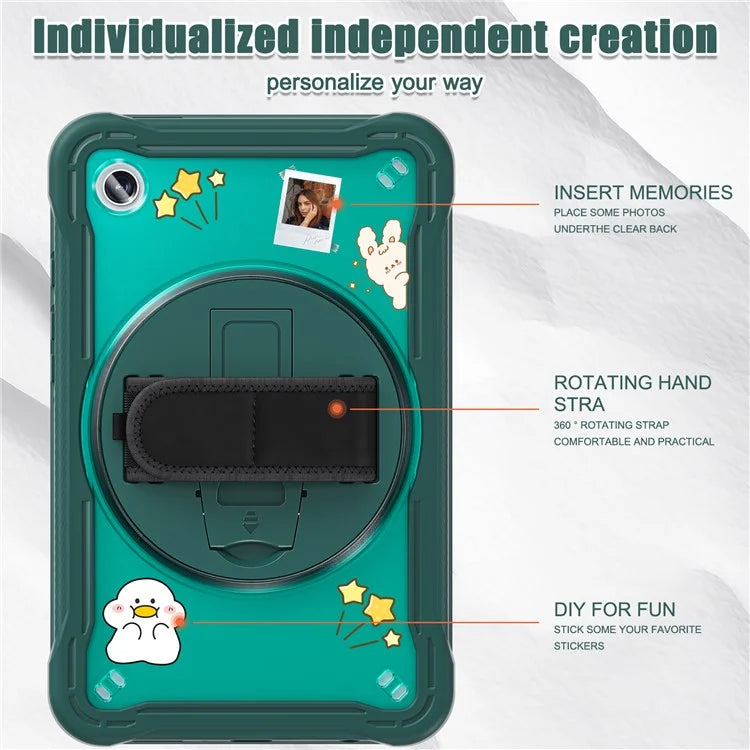 For Samsung Galaxy Tab A9 Tablet Case 360 Degree Rotary Kickstand Hand Strap Cover
