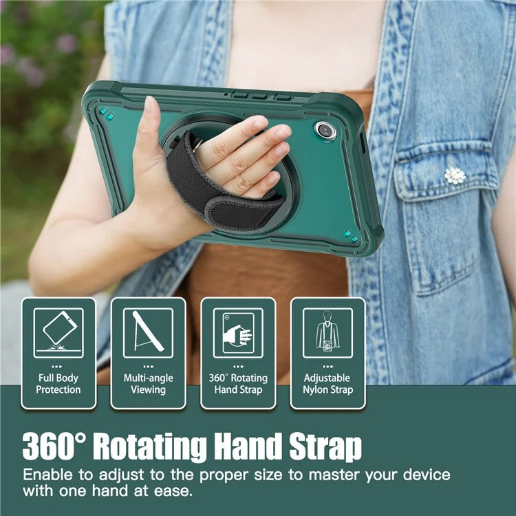 For Samsung Galaxy Tab A9 Tablet Case 360 Degree Rotary Kickstand Hand Strap Cover