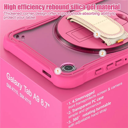 For Samsung Galaxy Tab A9 Tablet Case 360 Degree Rotary Kickstand Hand Strap Cover