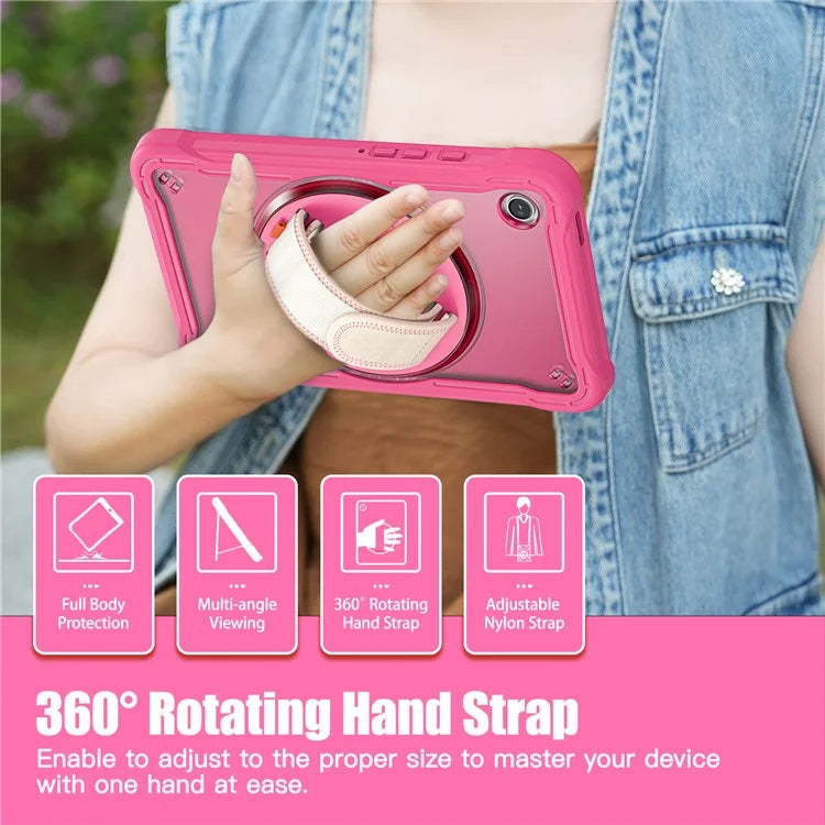 For Samsung Galaxy Tab A9 Tablet Case 360 Degree Rotary Kickstand Hand Strap Cover
