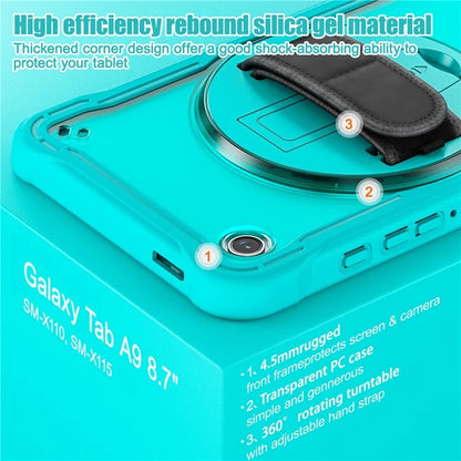 For Samsung Galaxy Tab A9 Tablet Case 360 Degree Rotary Kickstand Hand Strap Cover