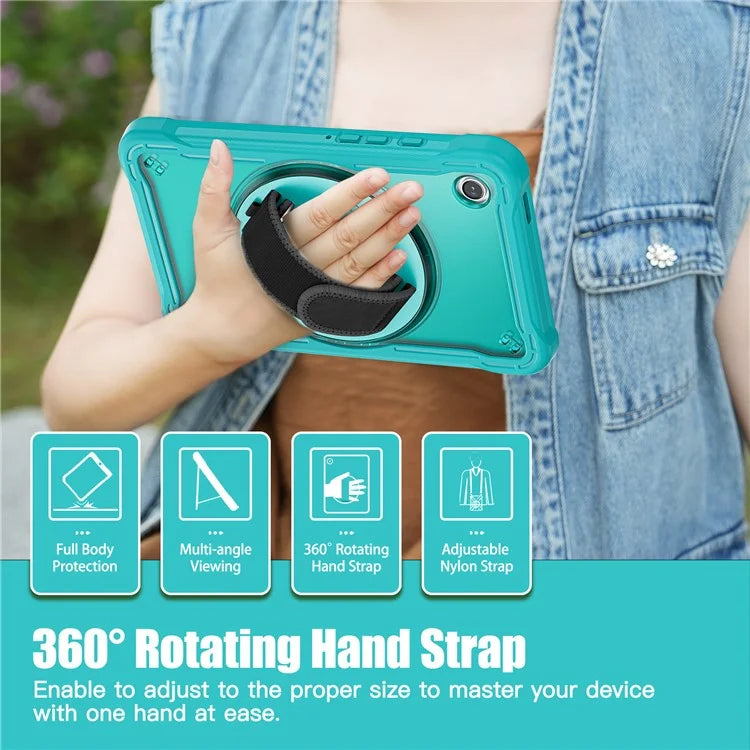 For Samsung Galaxy Tab A9 Tablet Case 360 Degree Rotary Kickstand Hand Strap Cover